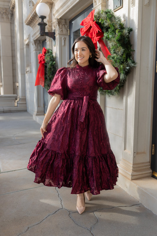 Ximena Wine Midi Dress