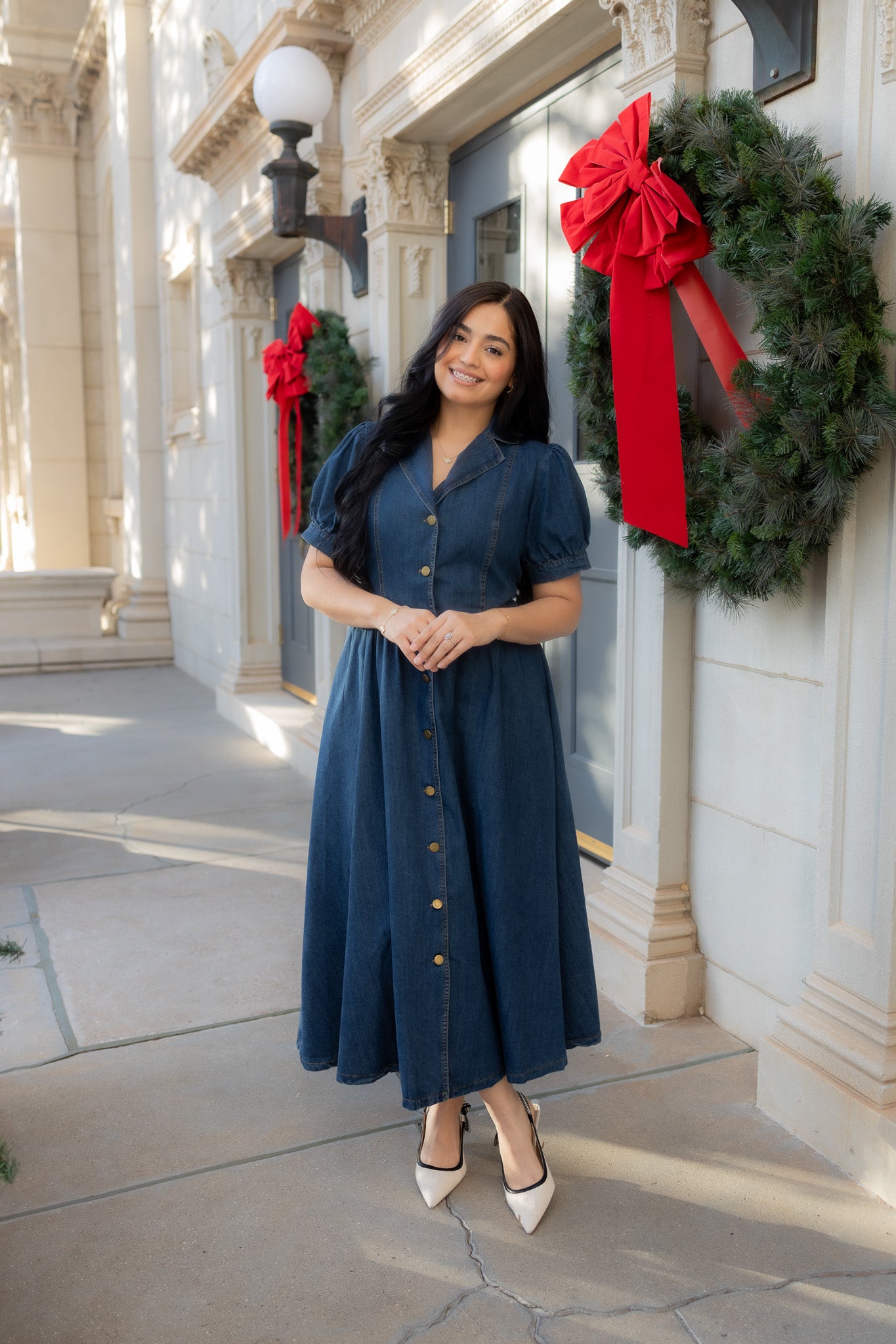 Aurora denim Midi Dress