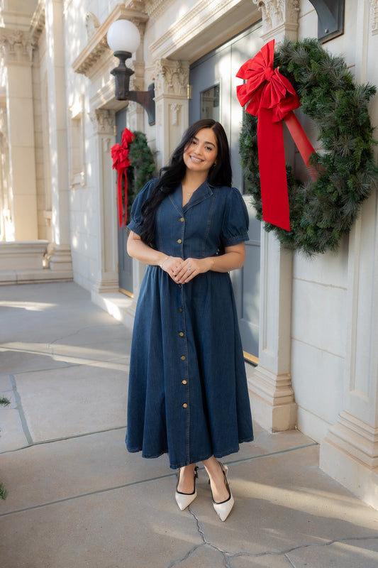 Aurora denim Midi Dress