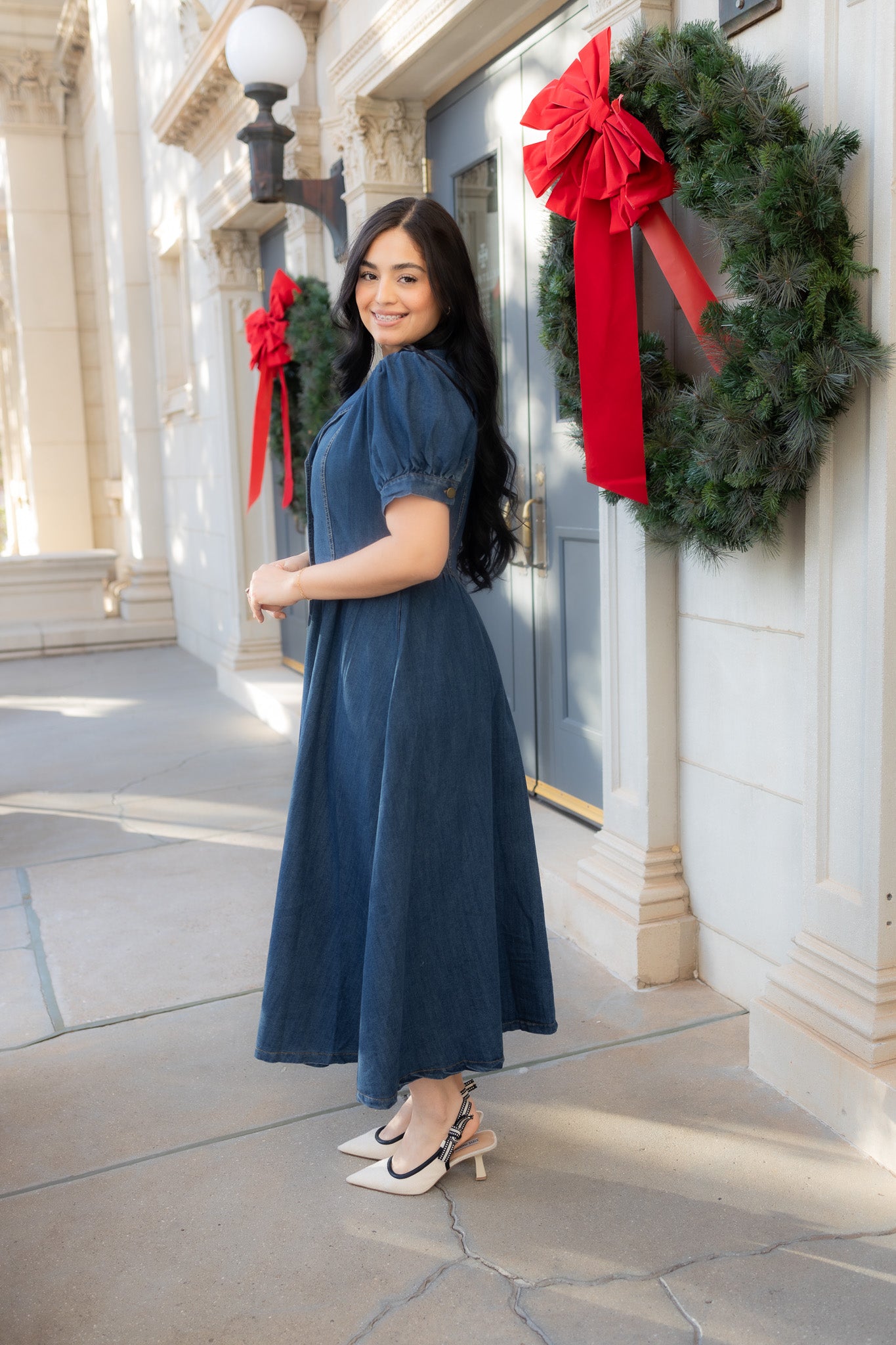 Aurora denim Midi Dress