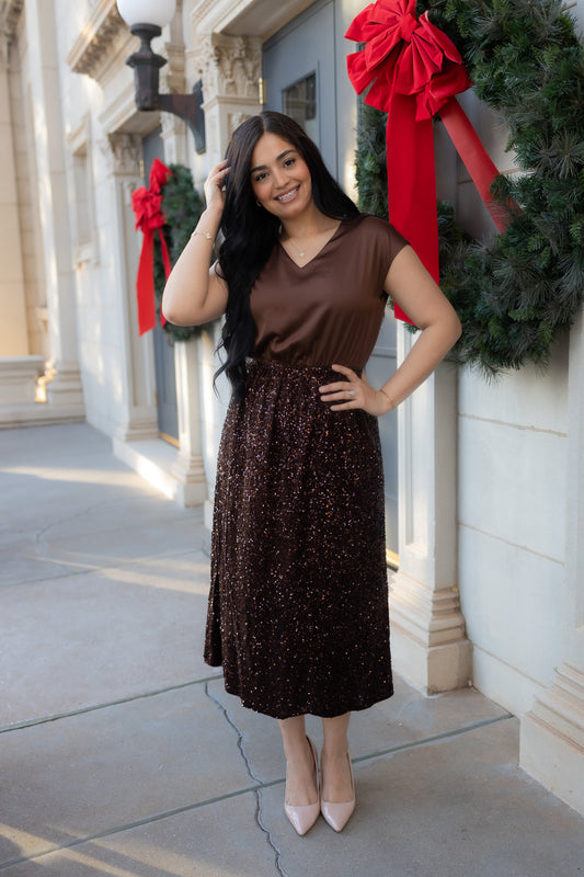 Selah Brown Midi Dress
