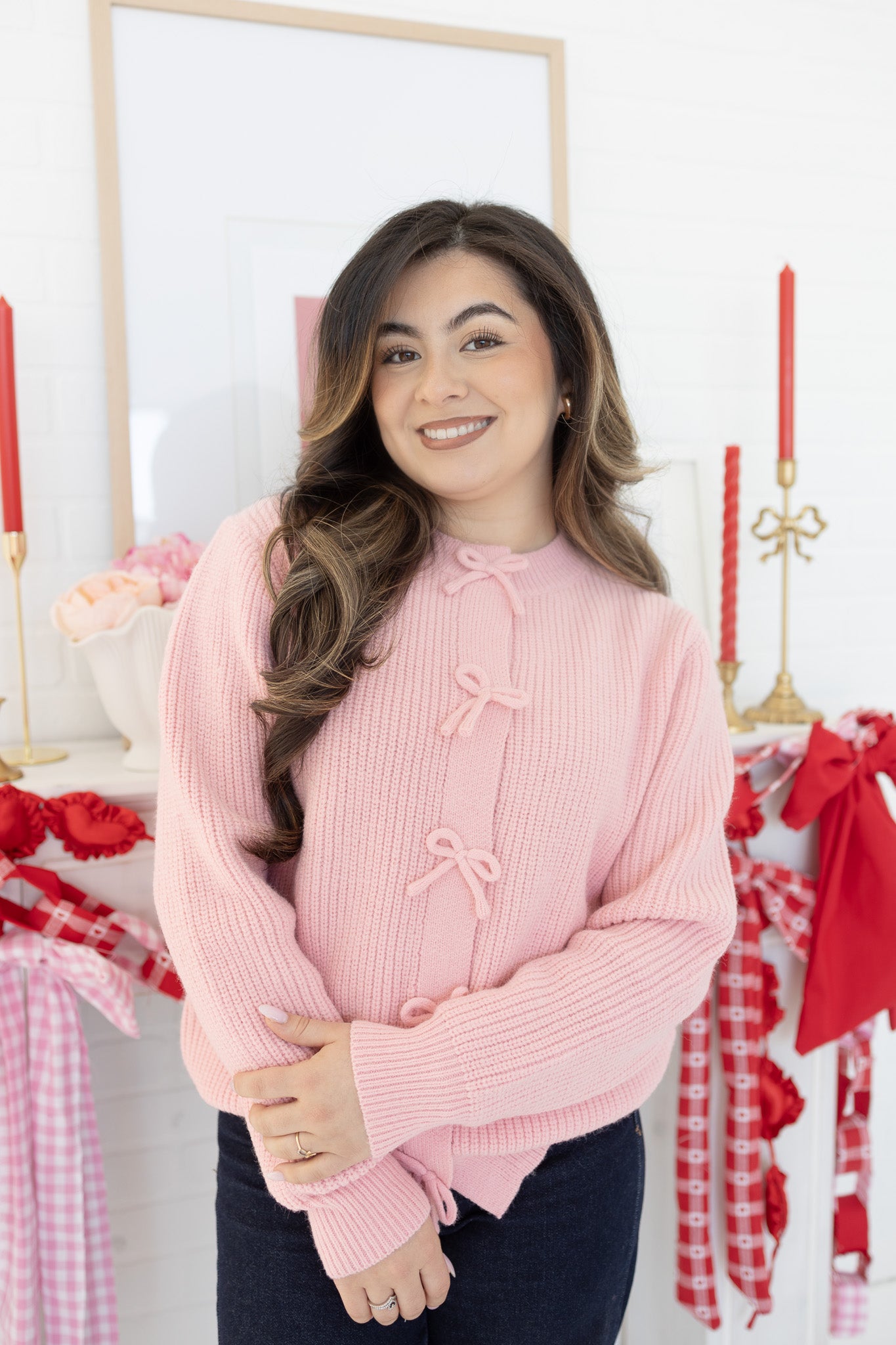Rose Pink Bow Cardigan