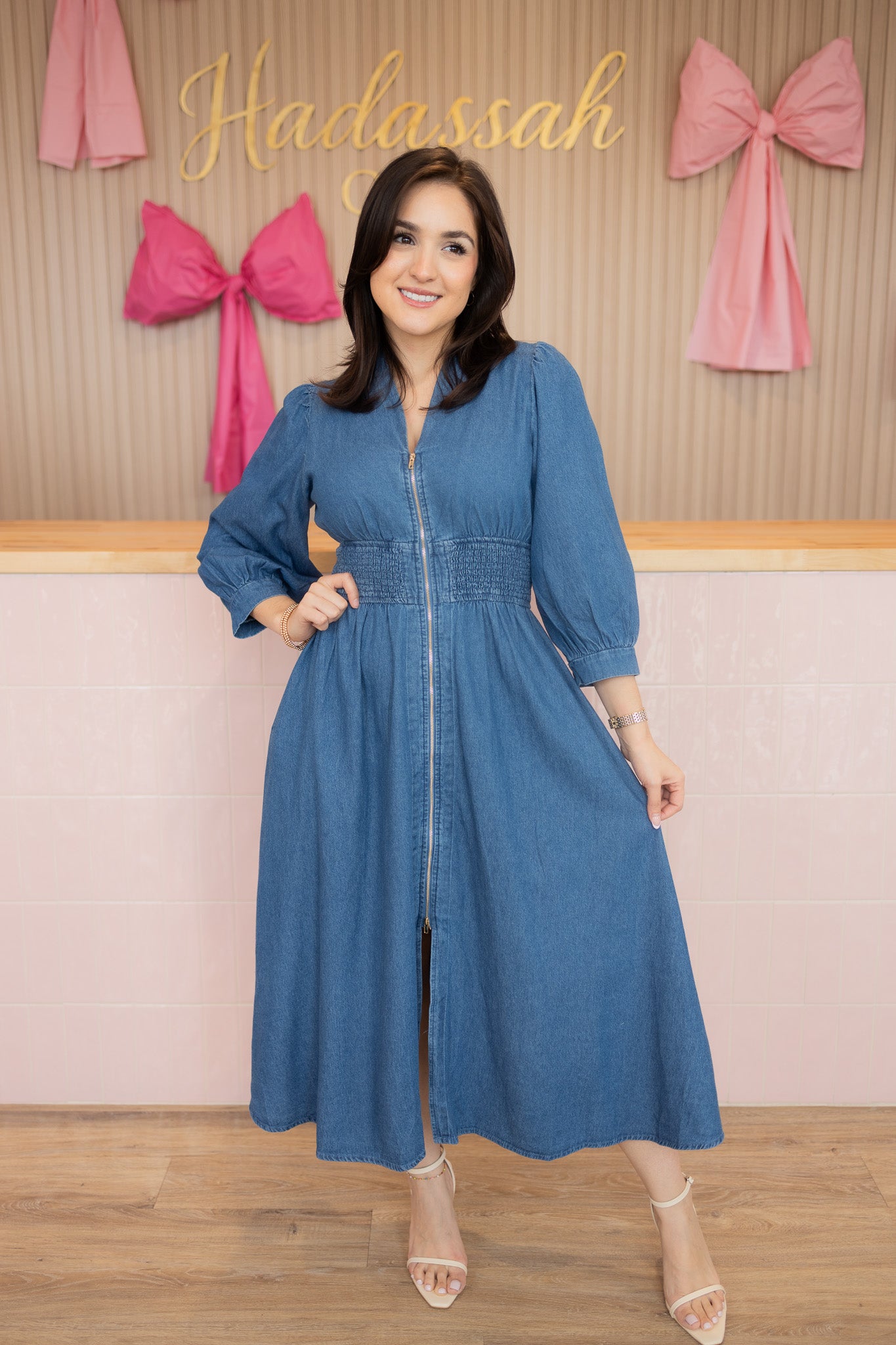 Berry Denim Midi Dress