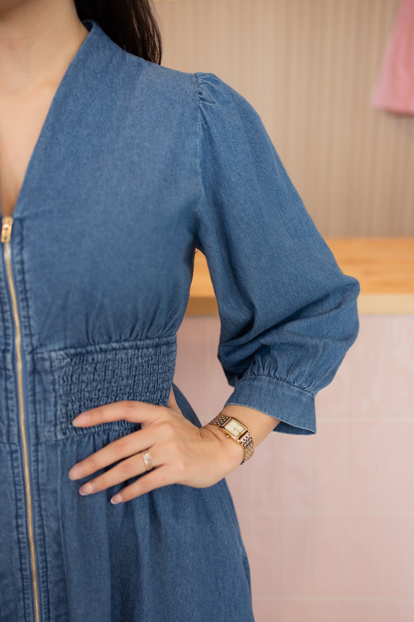 Berry Denim Midi Dress