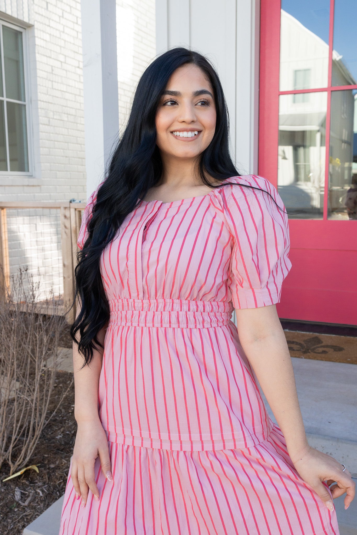 Elina Pink Midi Dress