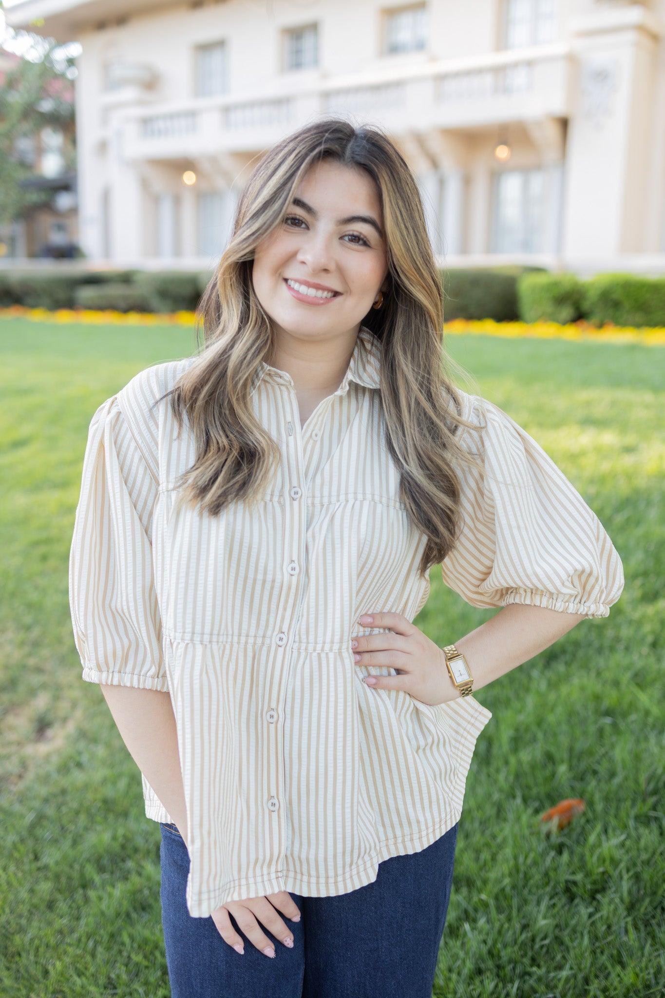 Andy Taupe Blouse
