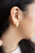 Load image into Gallery viewer, Bluebell gold half hoops
