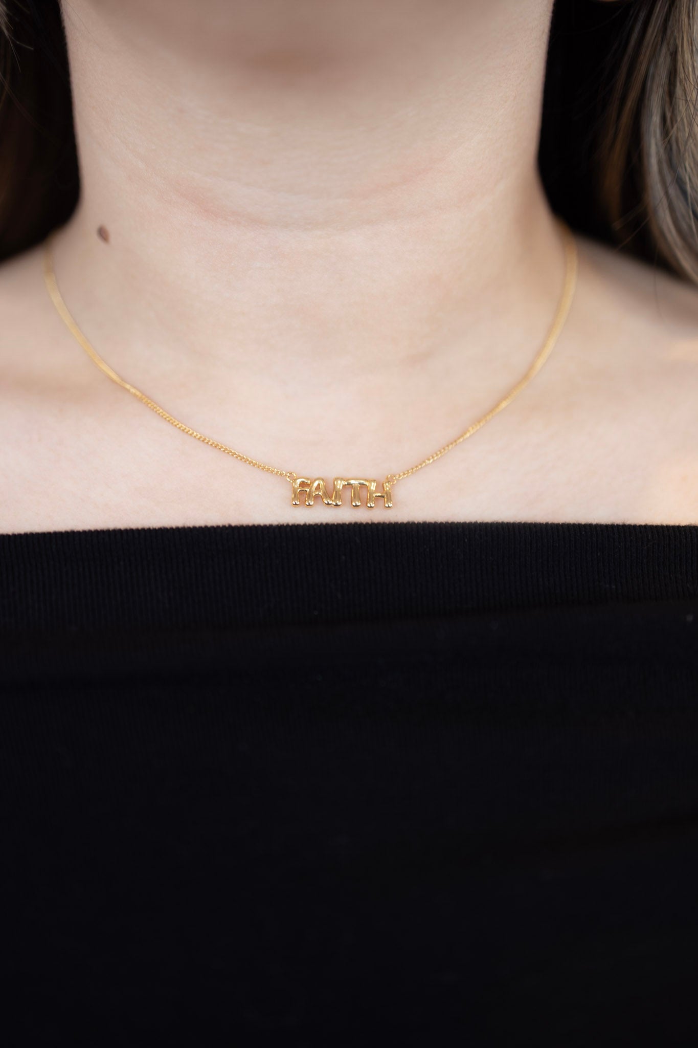 Faith gold necklace
