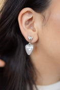 Load image into Gallery viewer, PEARL HEART SILVER EARRINGS
