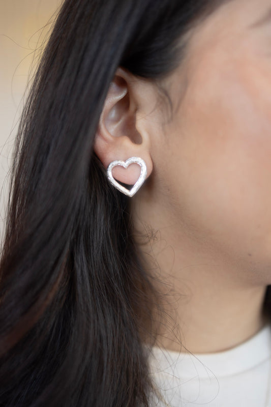 Silver heart earrings