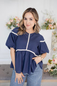 Load image into Gallery viewer, Violette navy blouse
