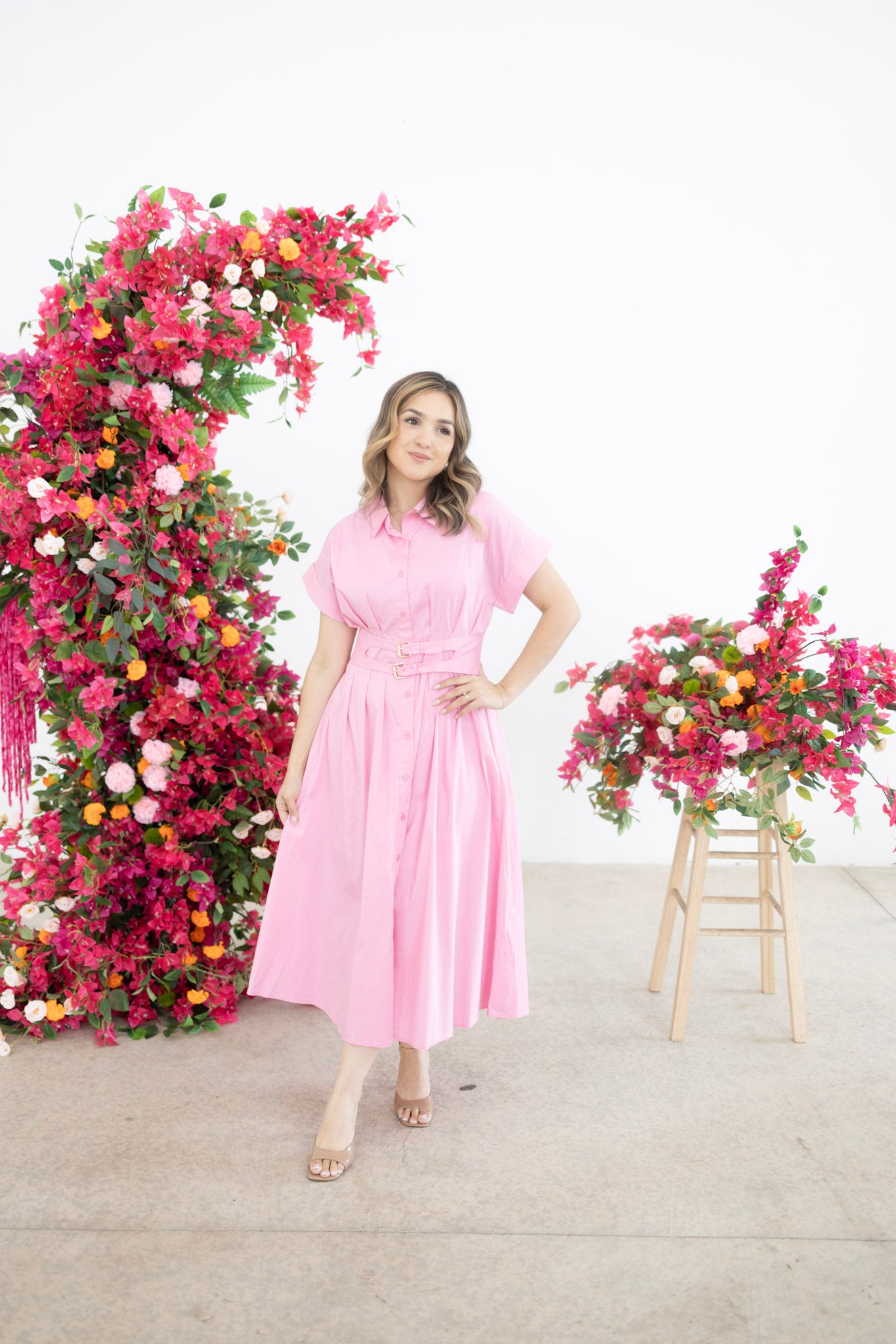 Rosie pink Midi Dress