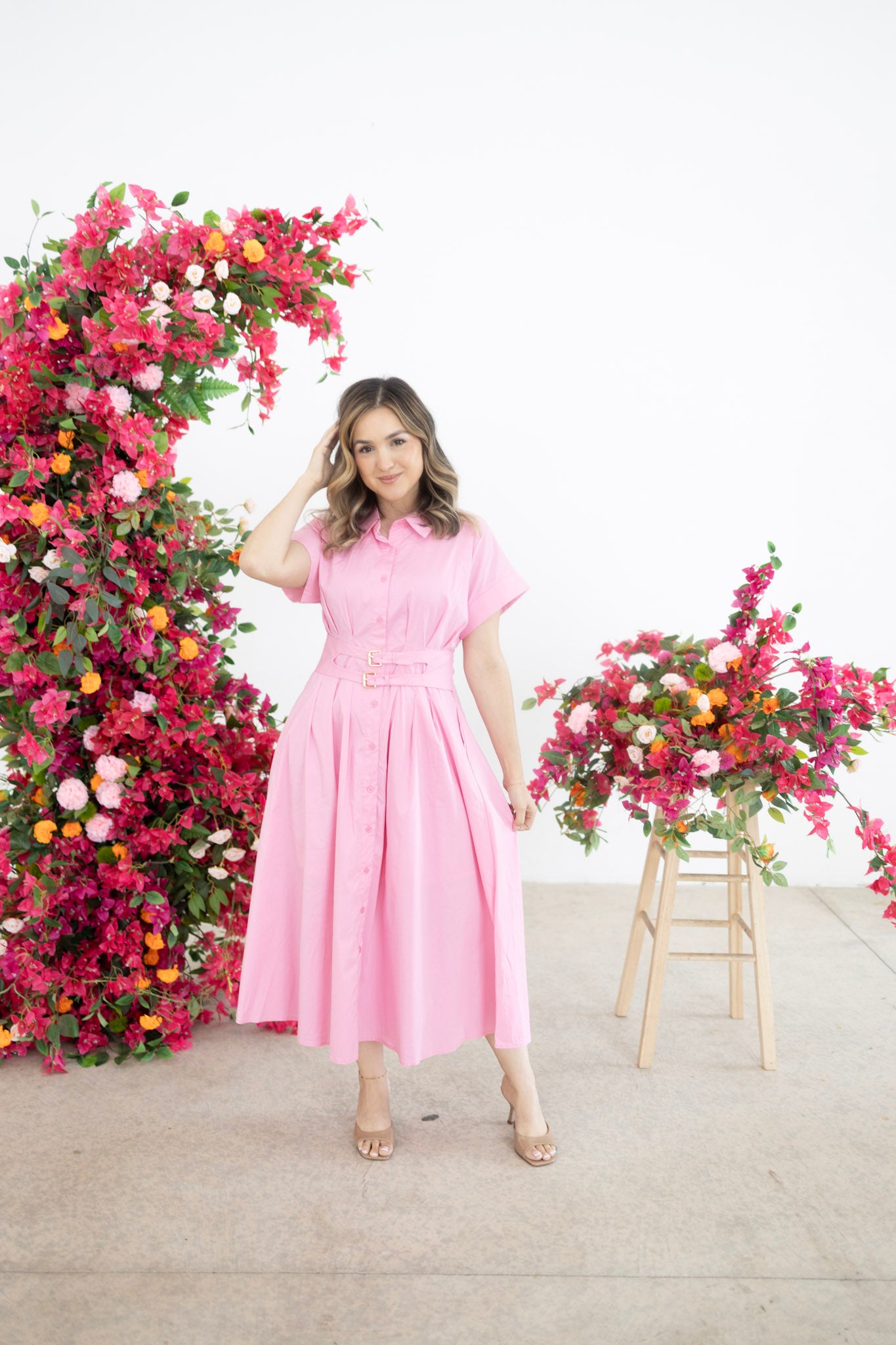Rosie pink Midi Dress