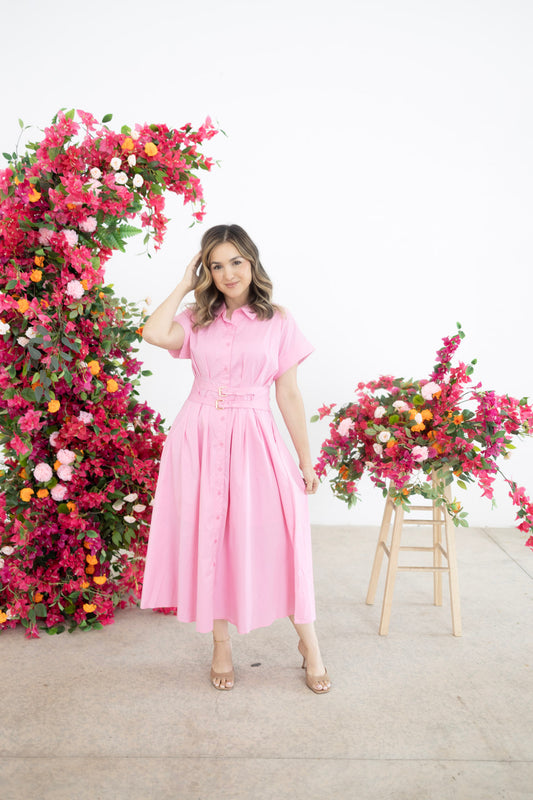 PRE-ORDER Rosie pink Midi Dress