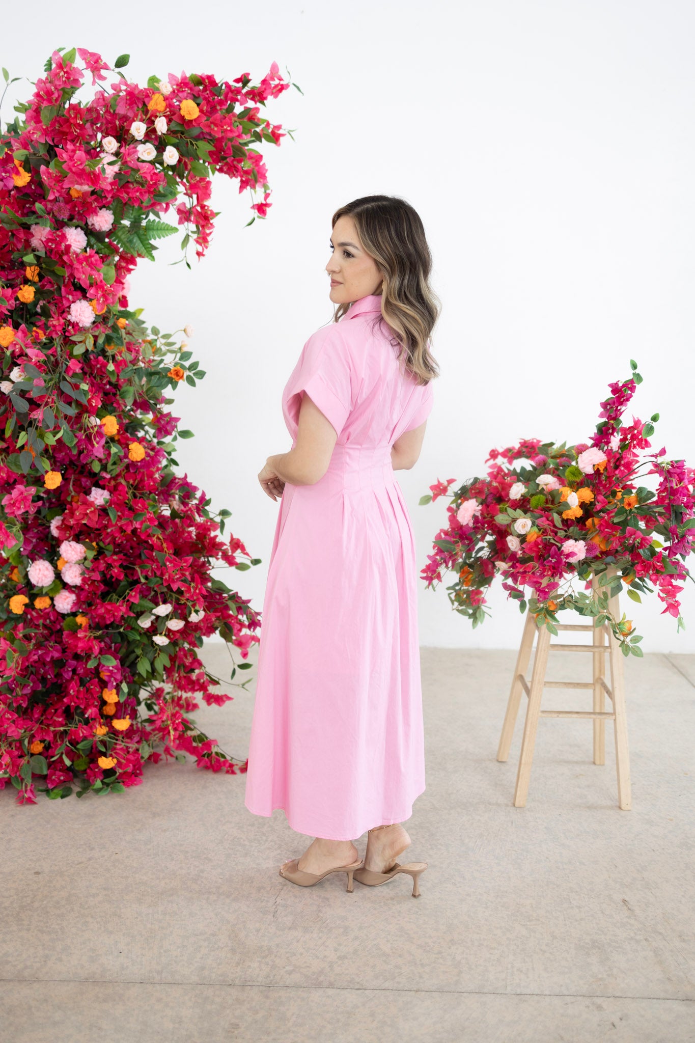 Rosie pink Midi Dress