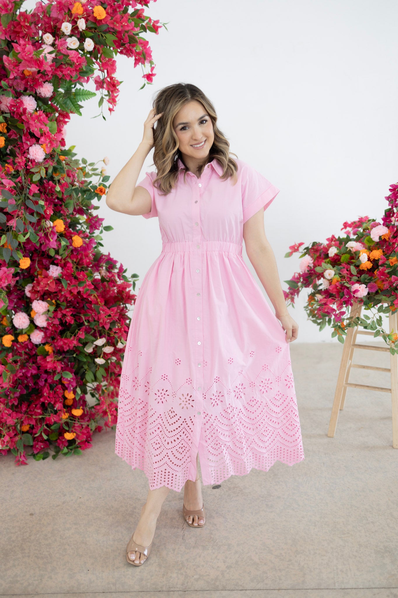 Maribel Pink midi Dress