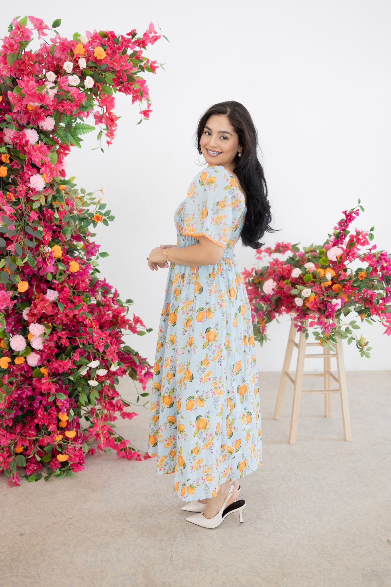 Blue orange maxi dress