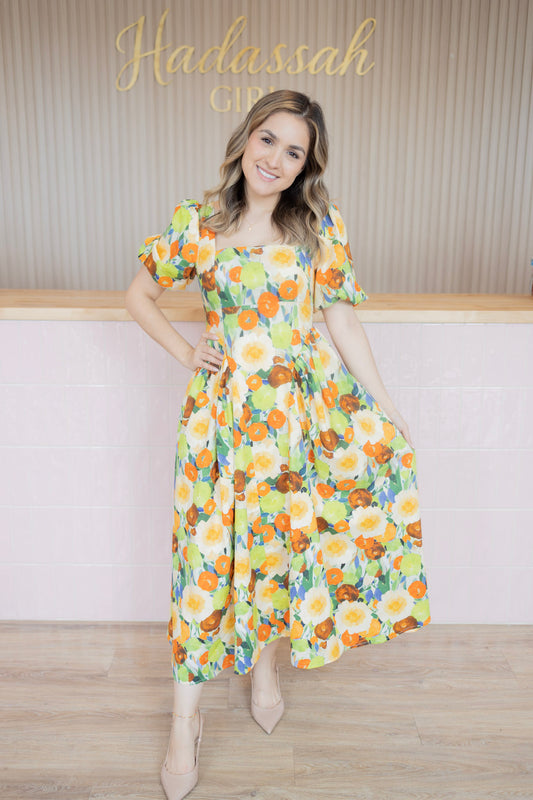 Clarisse floral yello dress