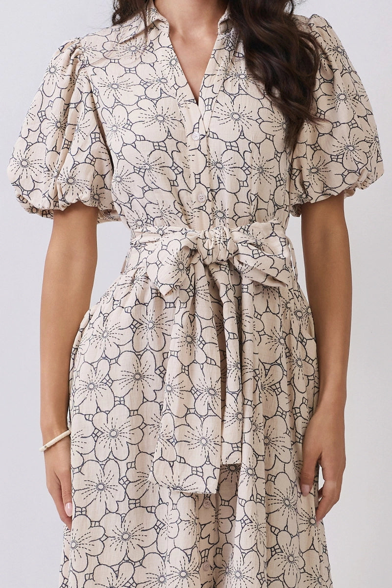 Isabella cream floral maxi dress