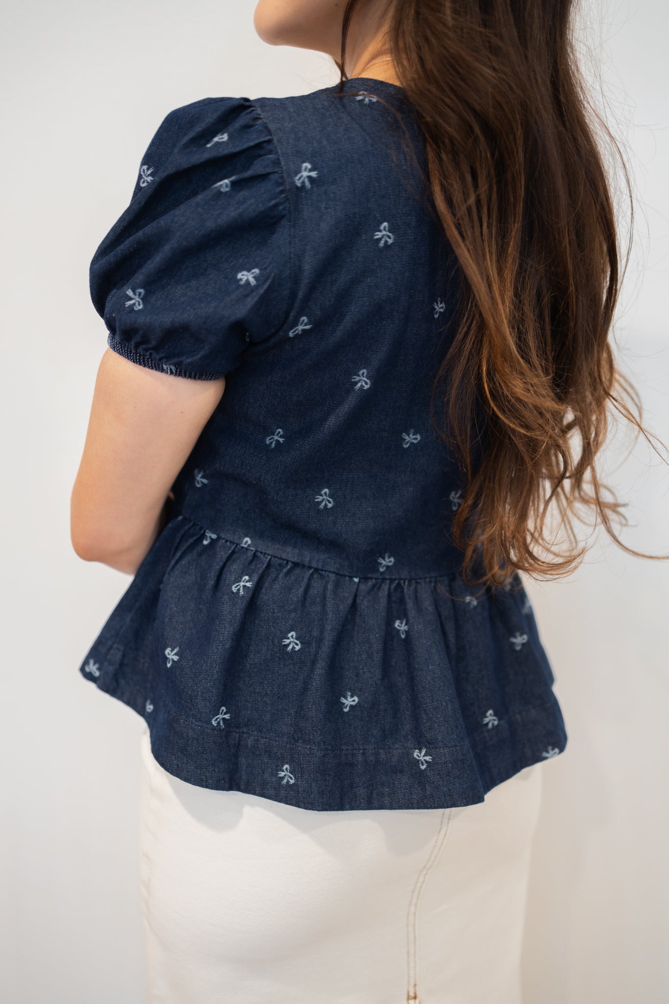 Denim Bow Blouse