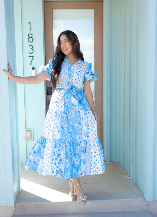 Sky Floral Midi Dress