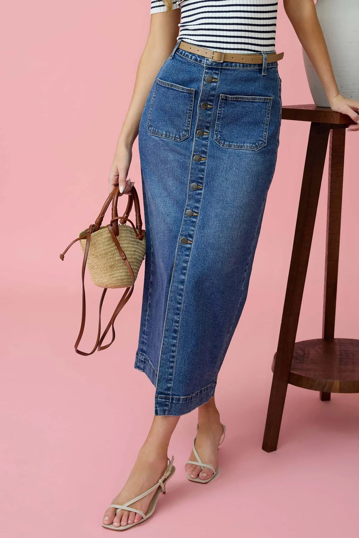 Denim Midi Skirt