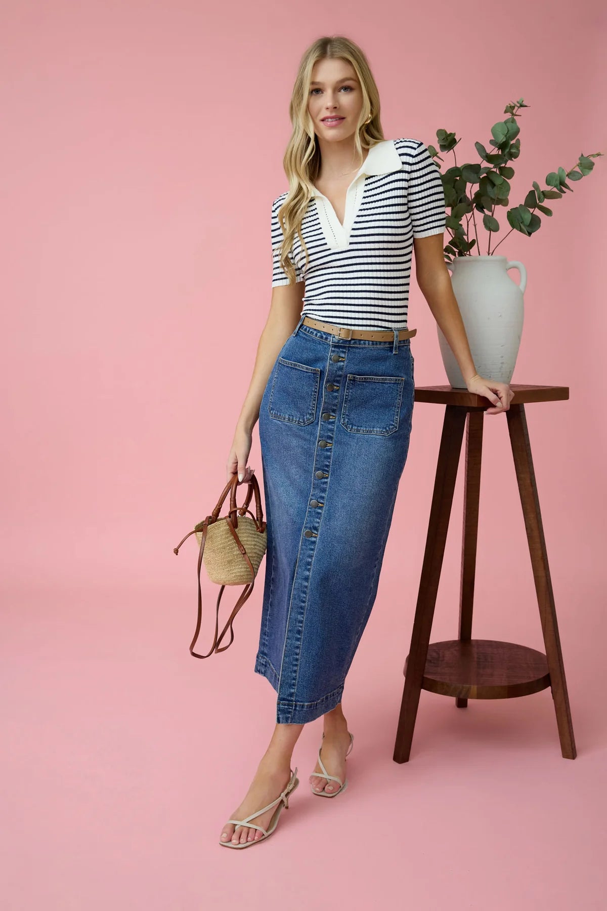 Denim Midi Skirt