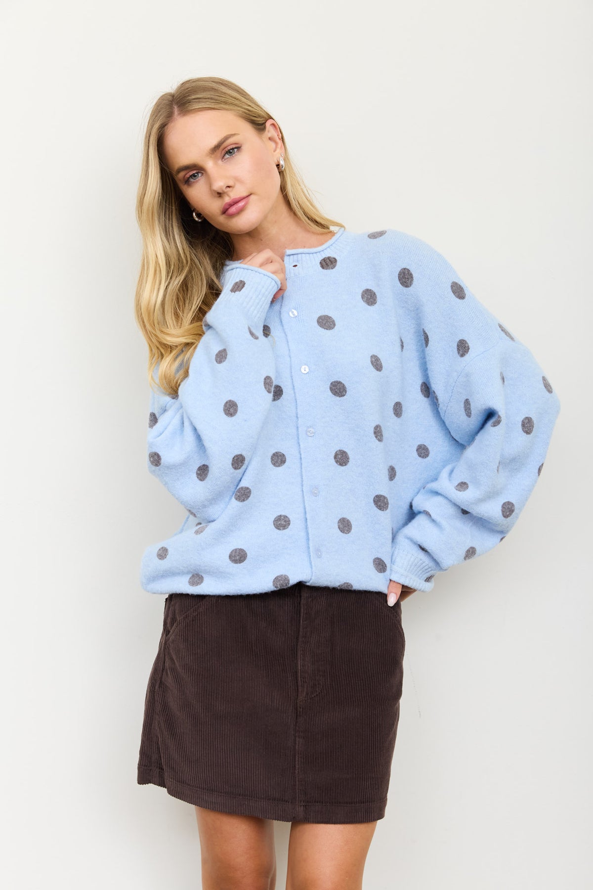 ISLA BLUE/BROWN CARDIGAN