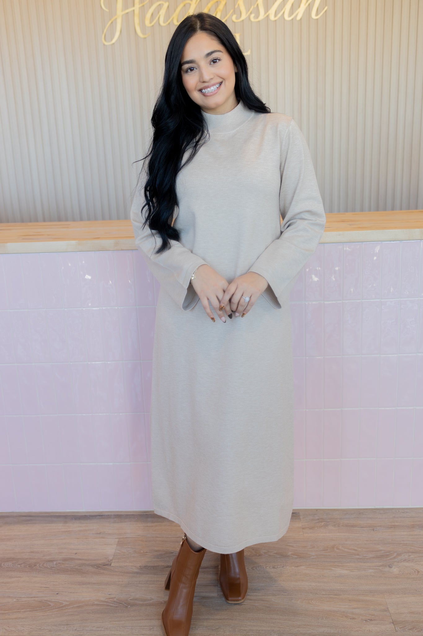 Bethel Sand Sweater Dress