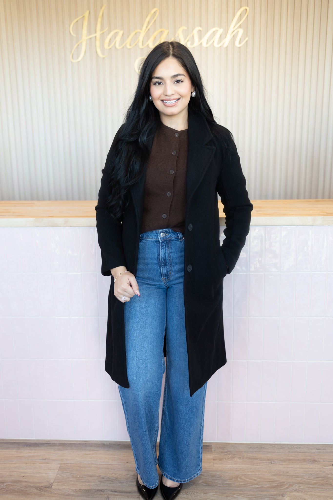 Azary Black Long Coat