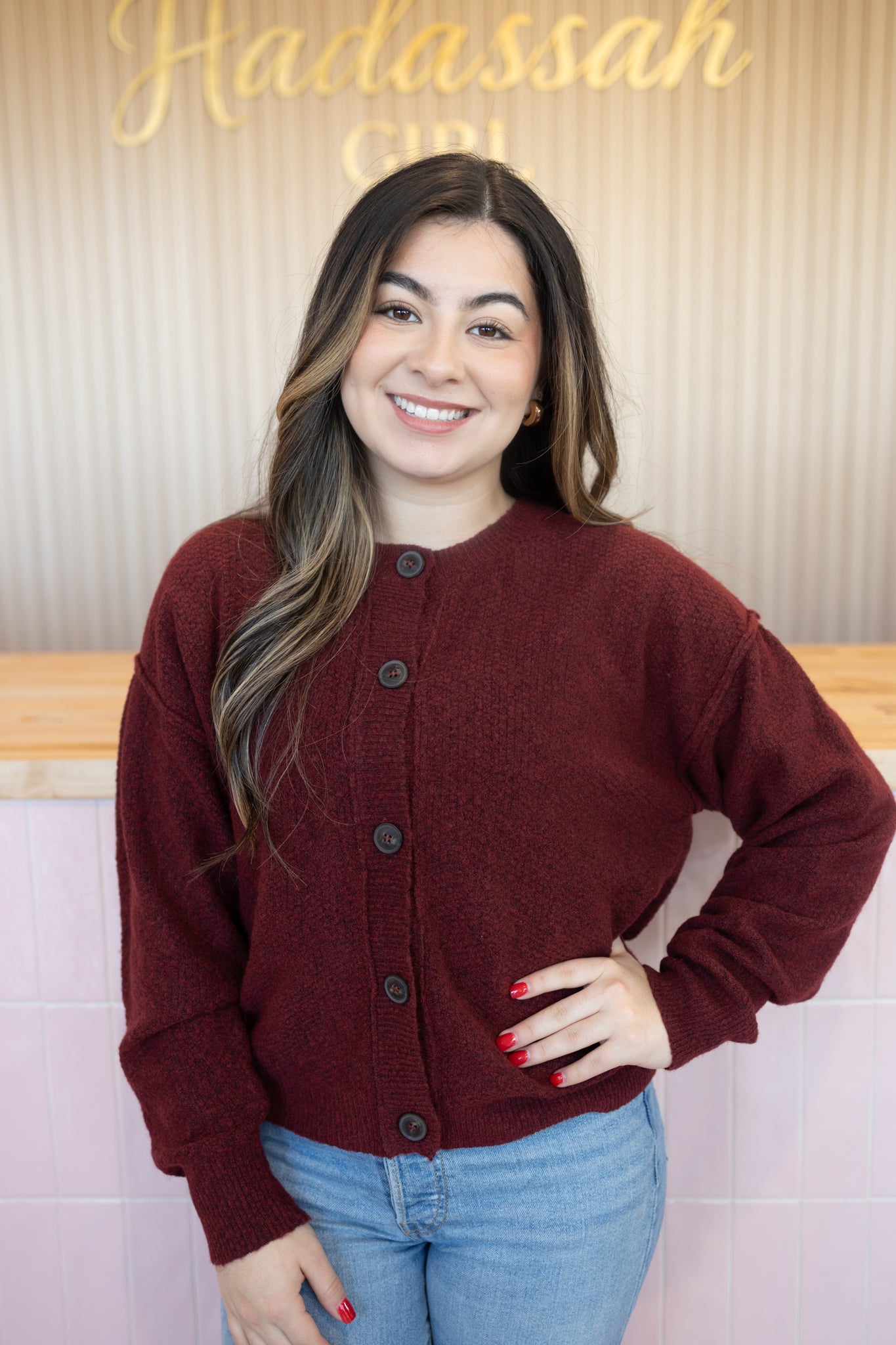 Sherlyn Wine Cardigan