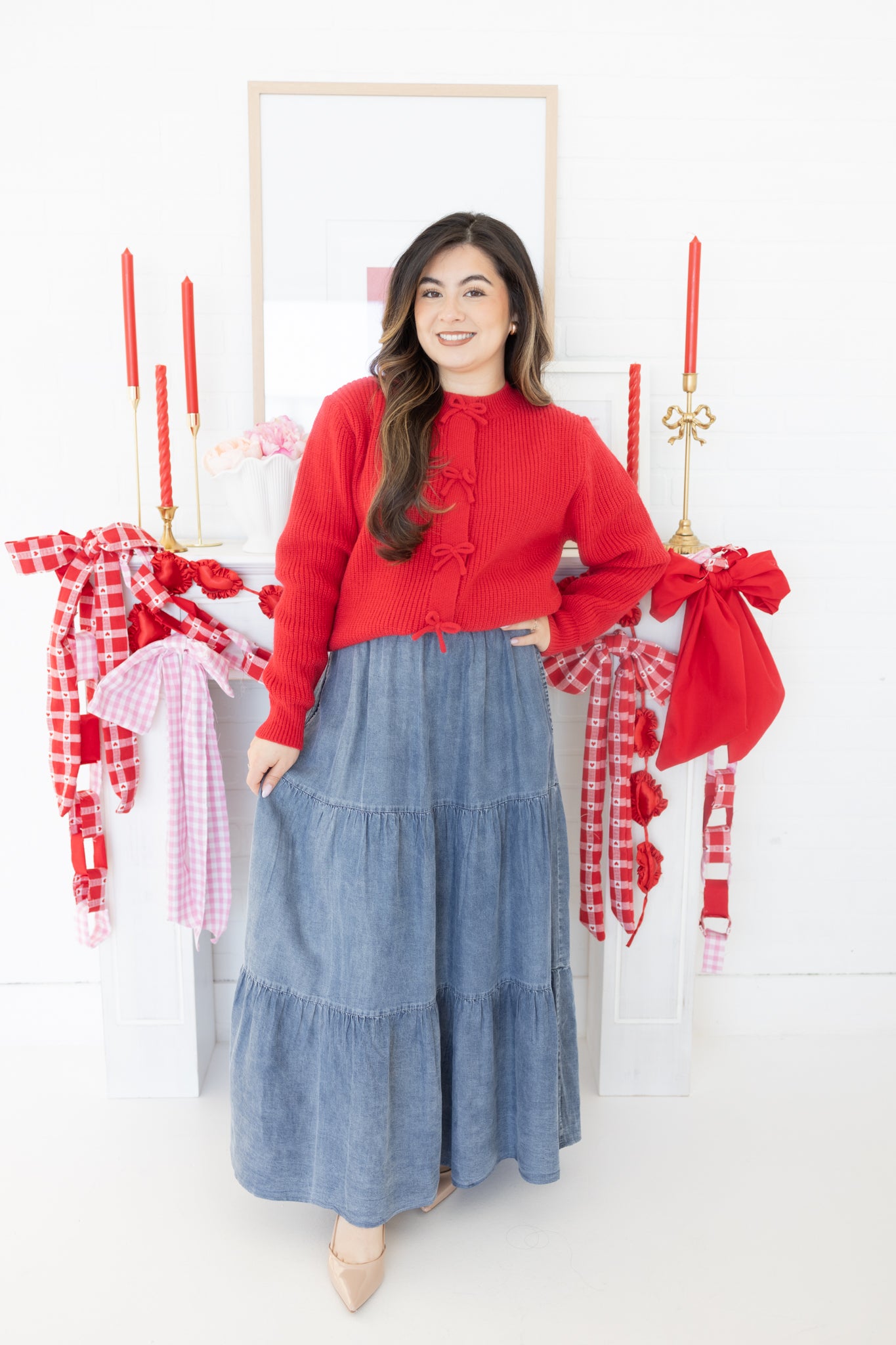 Eliana Denim Tiered Maxi Skirt