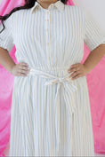 Load image into Gallery viewer, Evie Blue Stripe  PLUS Dress
