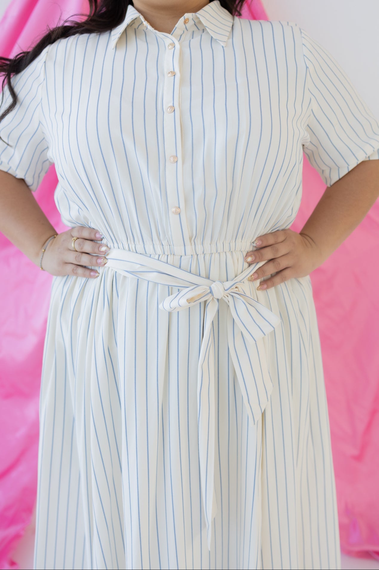 Evie Blue Stripe  PLUS Dress