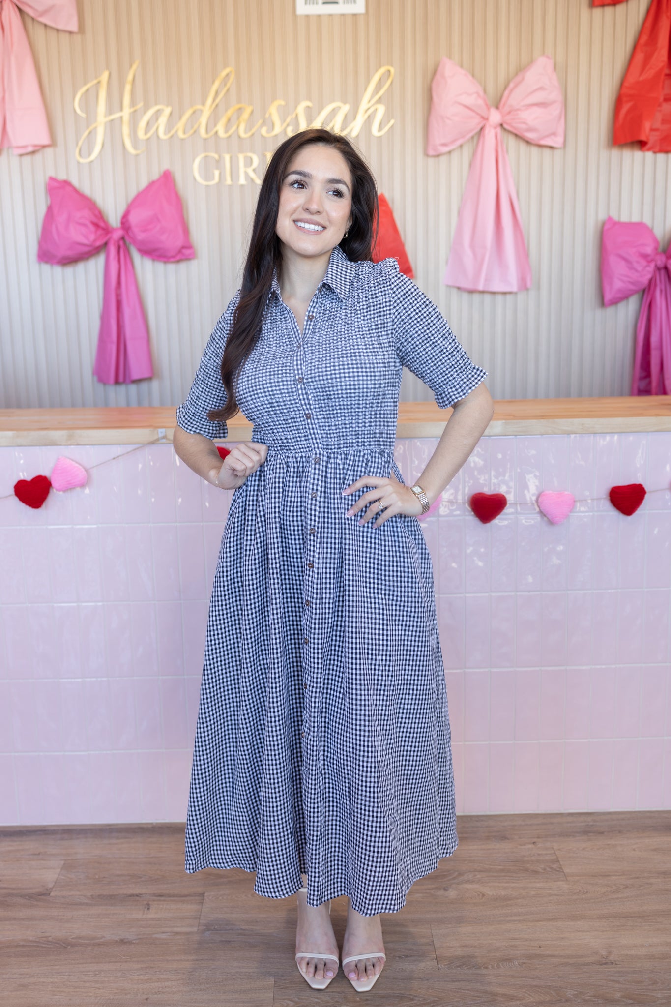 Mabel Black Gingham Dress
