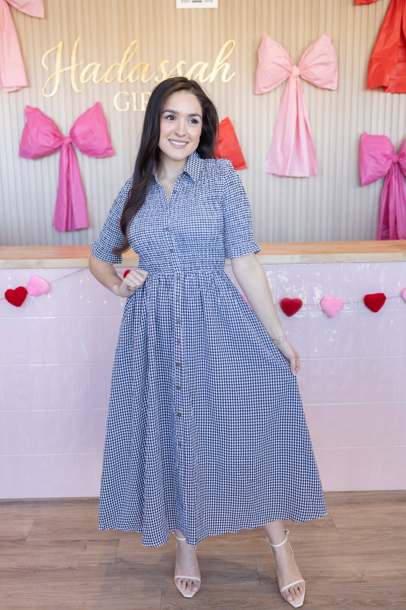 Mabel Black Gingham Dress