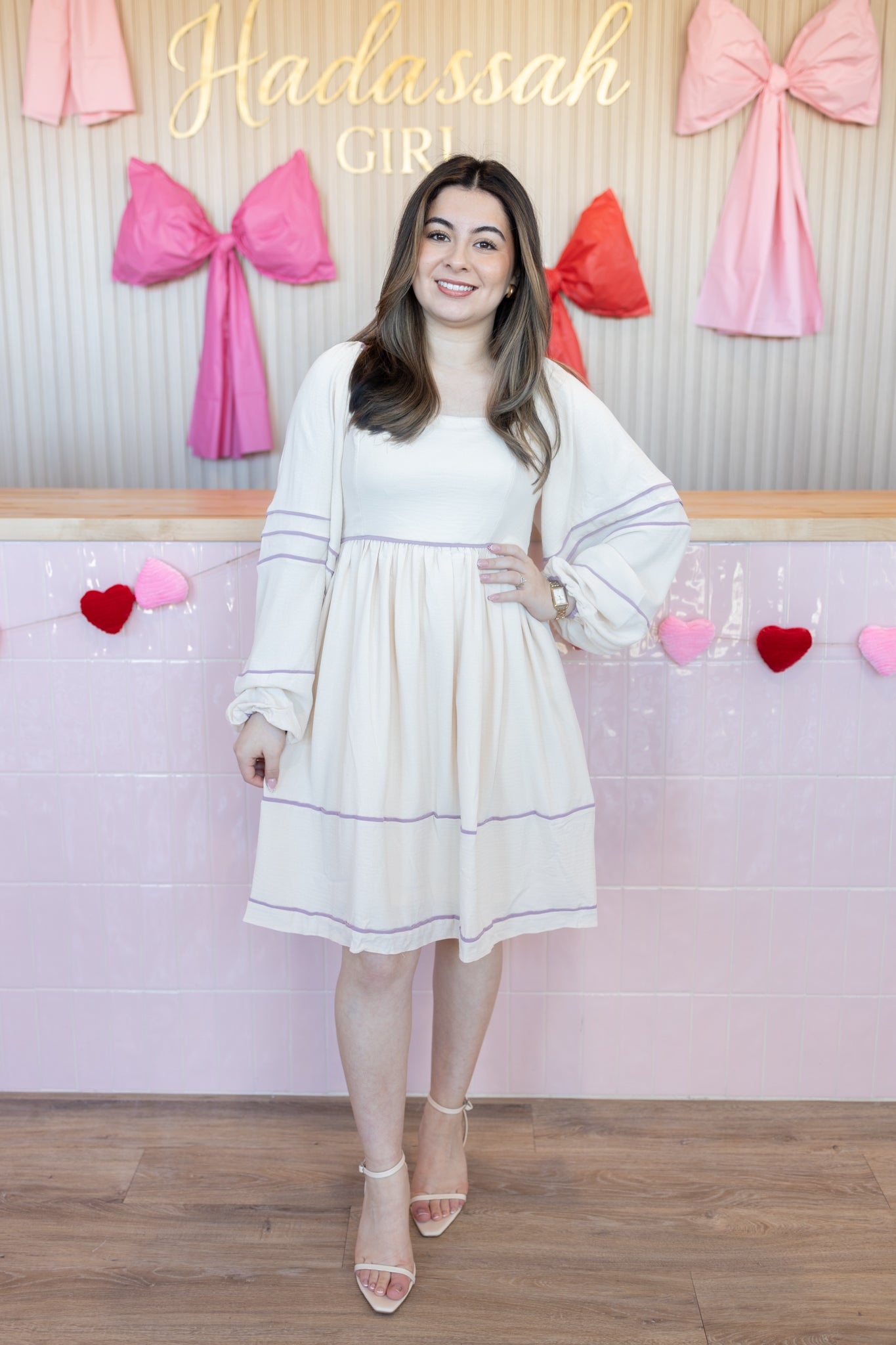 Gabriella cream midi dress