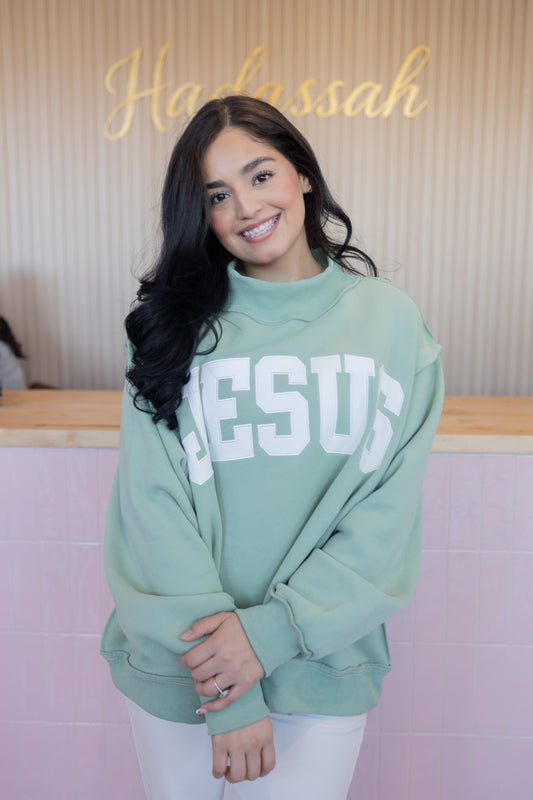 Jesus Sage Green Mockneck