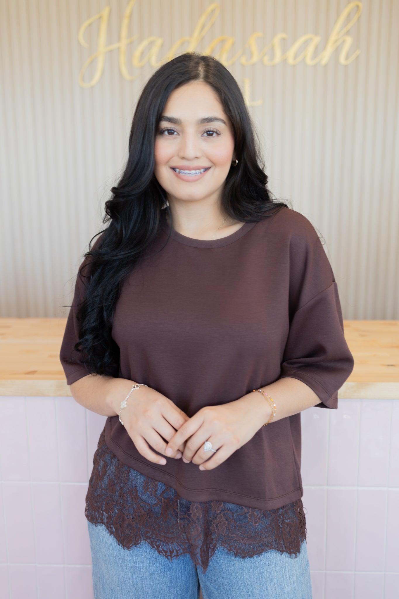 EASY ELEGANCE MOCHA BLOUSE