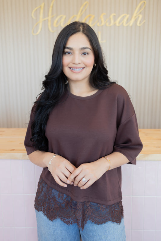 EASY ELEGANCE MOCHA BLOUSE