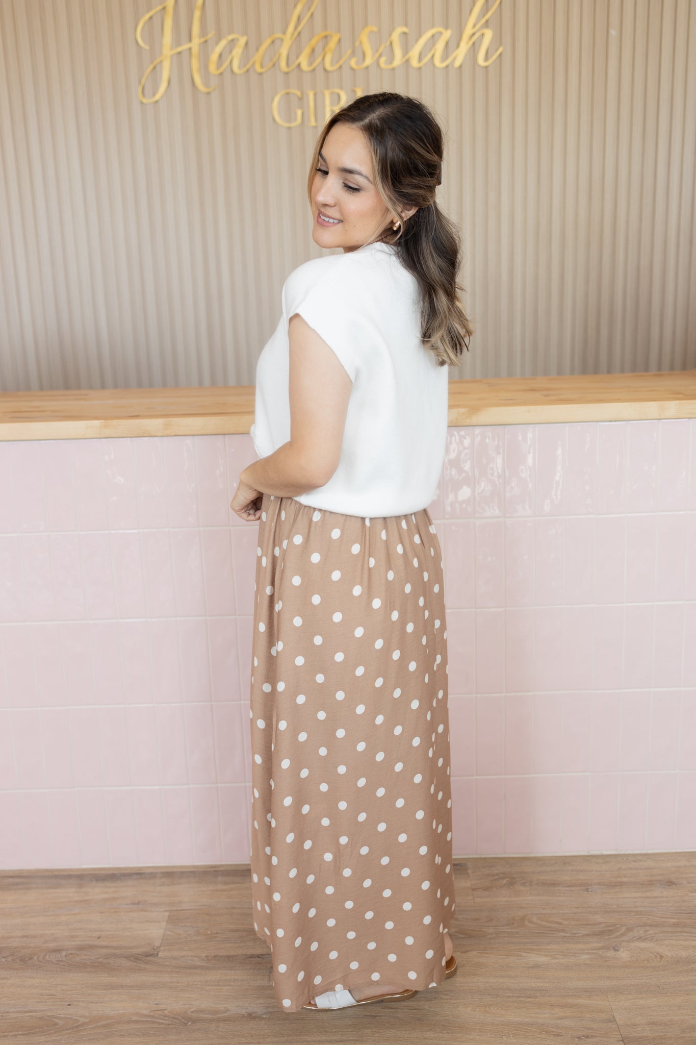 IVY POLK DOT IVORY DRESS