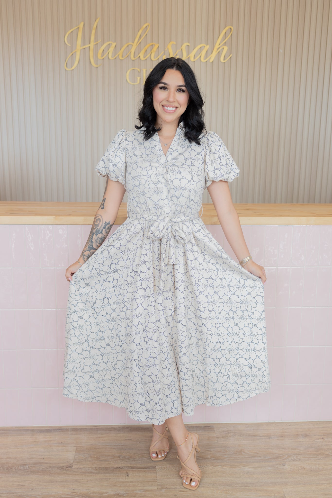 Isabella cream floral maxi dress