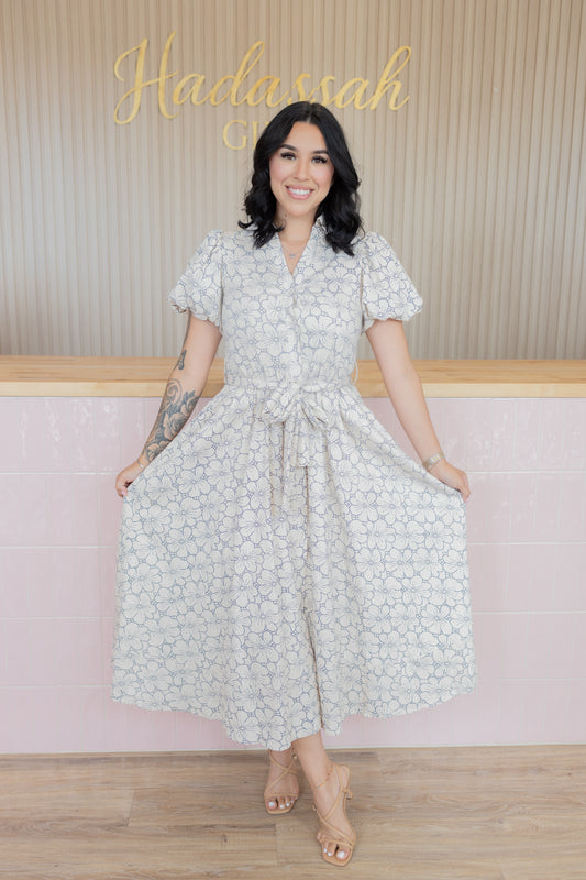 Isabella cream floral maxi dress