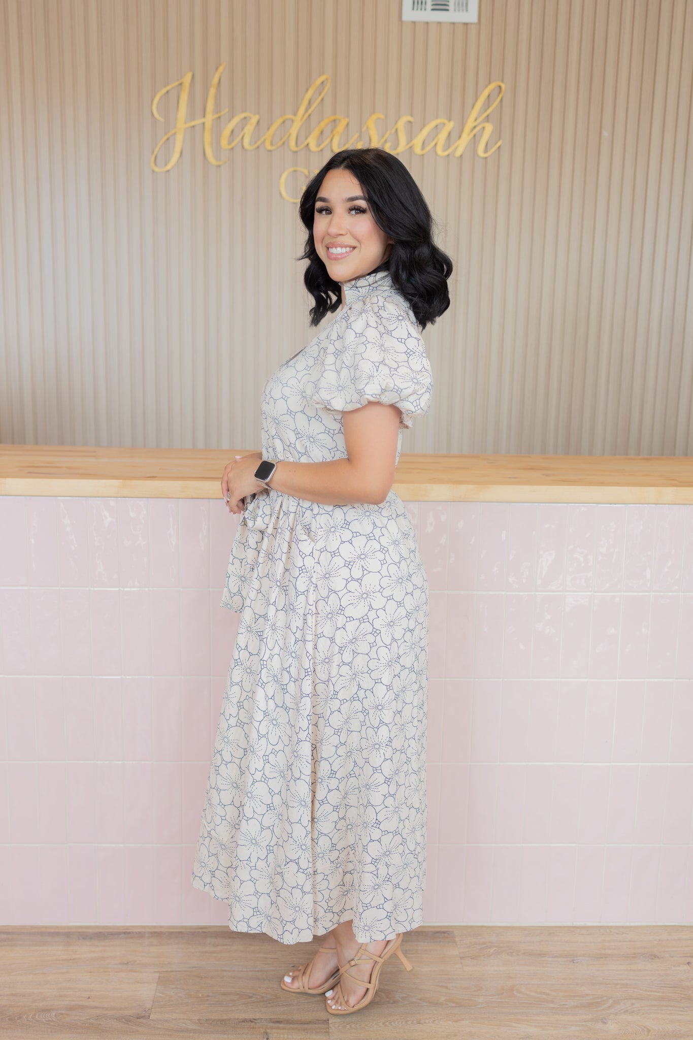 Isabella cream floral maxi dress