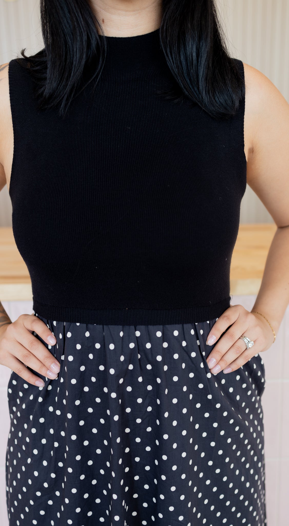 Sadie polka black dress