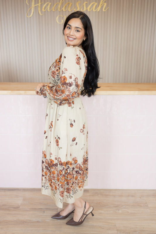 Laurel brown floral dress