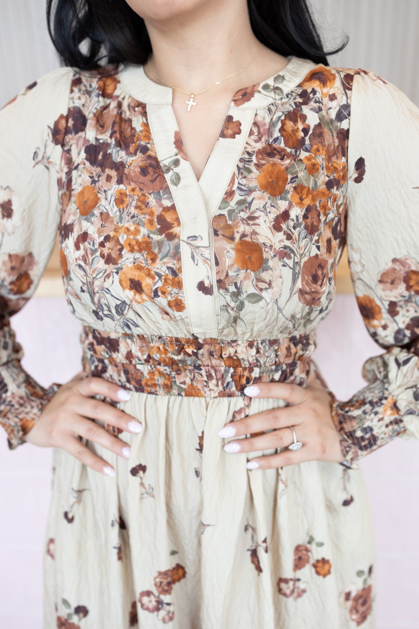 Laurel brown floral dress