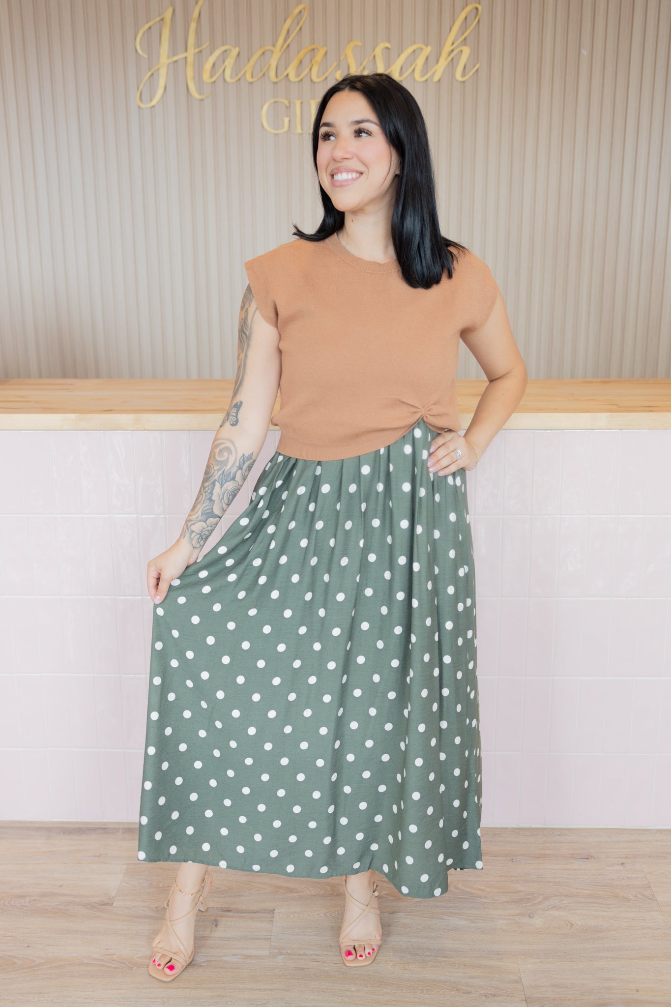 IVY POLKA DOT GREEN DRESS
