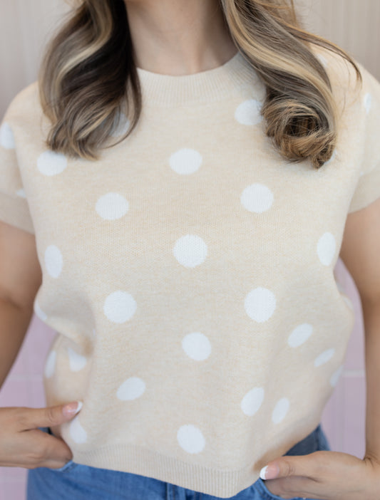 SARA CREAM POLKA DOT TOP