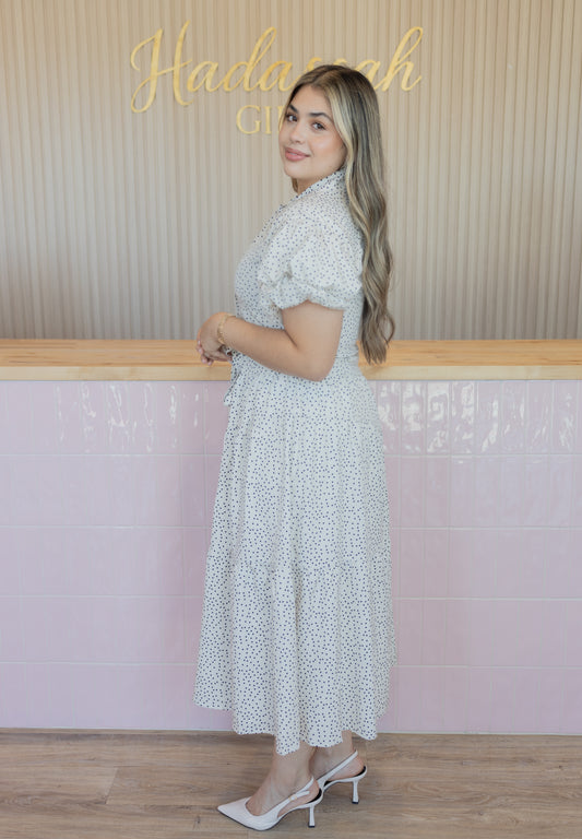 JANE CREAM POLKA DOT DRESS